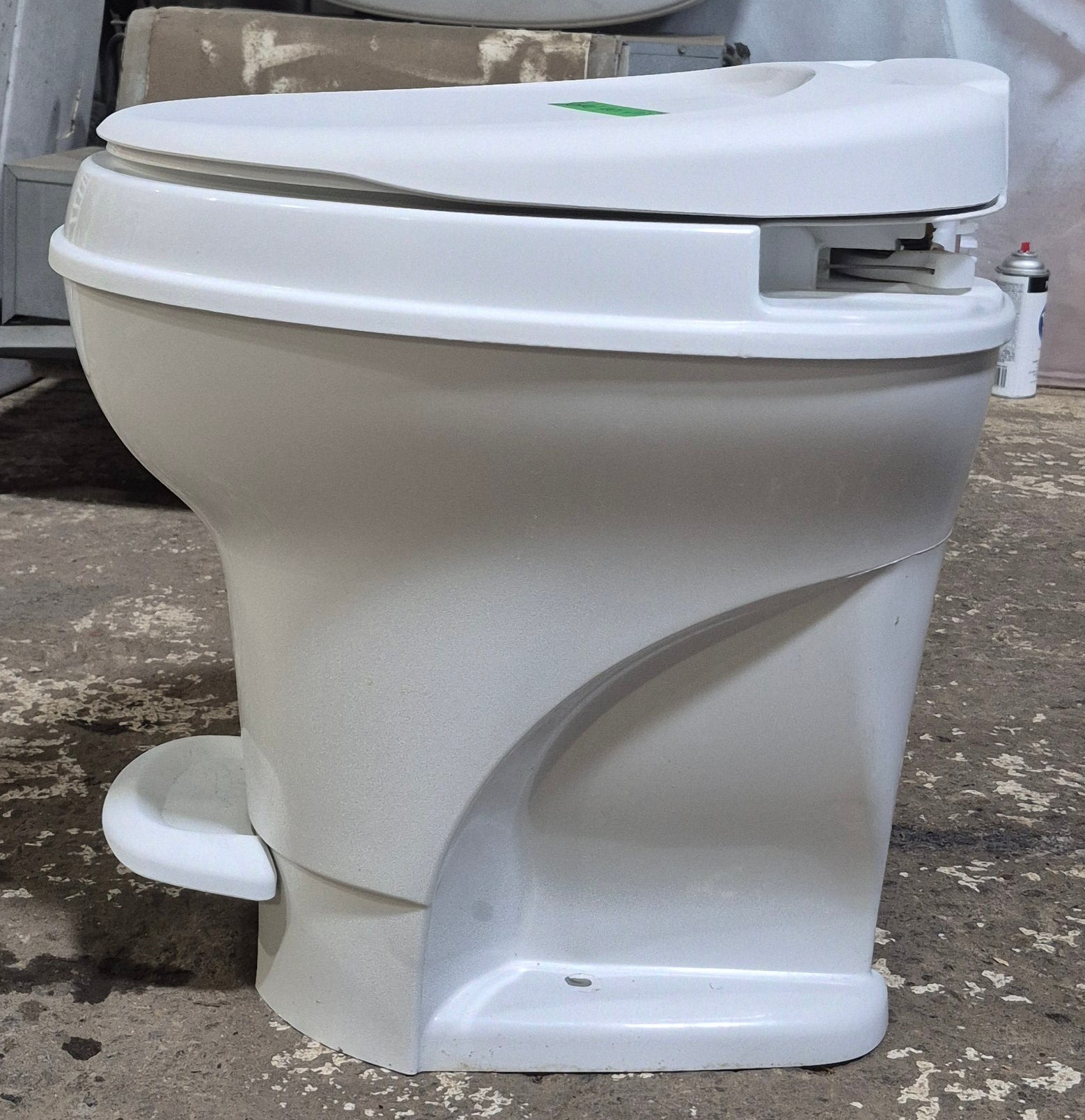 Used Thetford Toilet, High Profile, Foot Flush, Off White - Aqua - Magic V , 31652 - Young Farts RV Parts