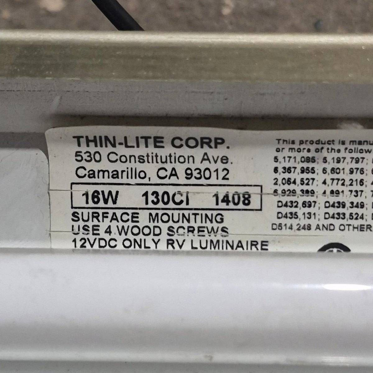 Used Thin-Lite Dual Fluorescent Light Fixture - Model 130CI - Young Farts RV Parts