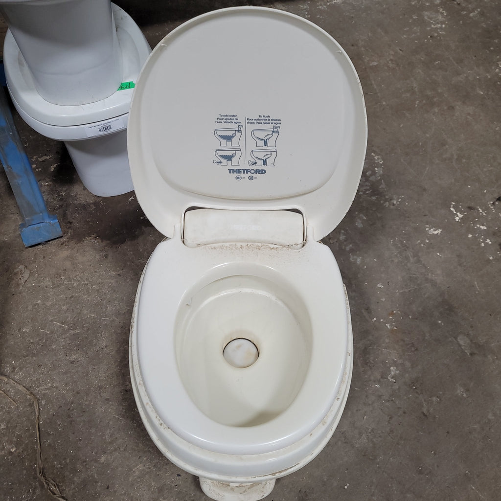 Used Toilet Complete Thetford Aqua - Magic V Toilet High Profile Plastic with Full Bowl Flush 31672 - Young Farts RV Parts