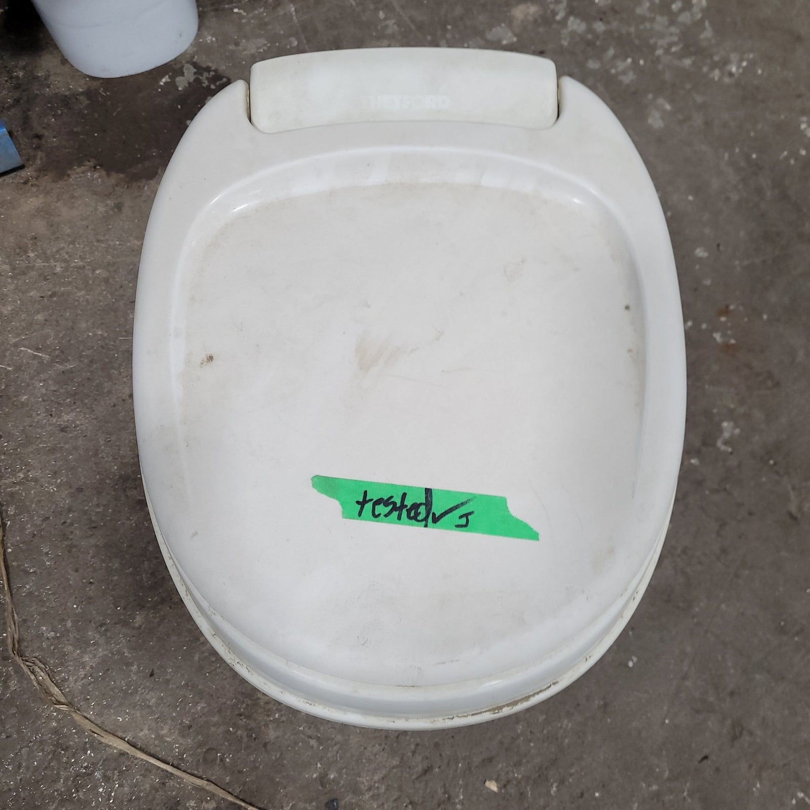 Used Toilet Complete Thetford Aqua - Magic V Toilet High Profile Plastic with Full Bowl Flush 31672 - Young Farts RV Parts