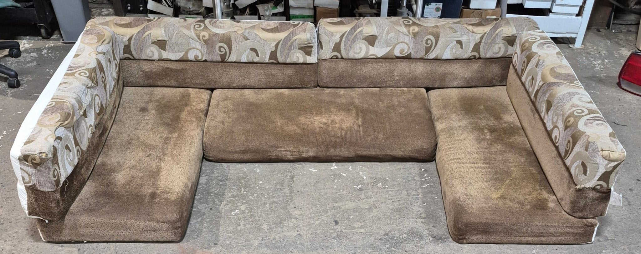 Used U - Shaped Dinette Cushion Set - 7 piece - 86" W x 17" H x 57 1/2" D - Young Farts RV Parts