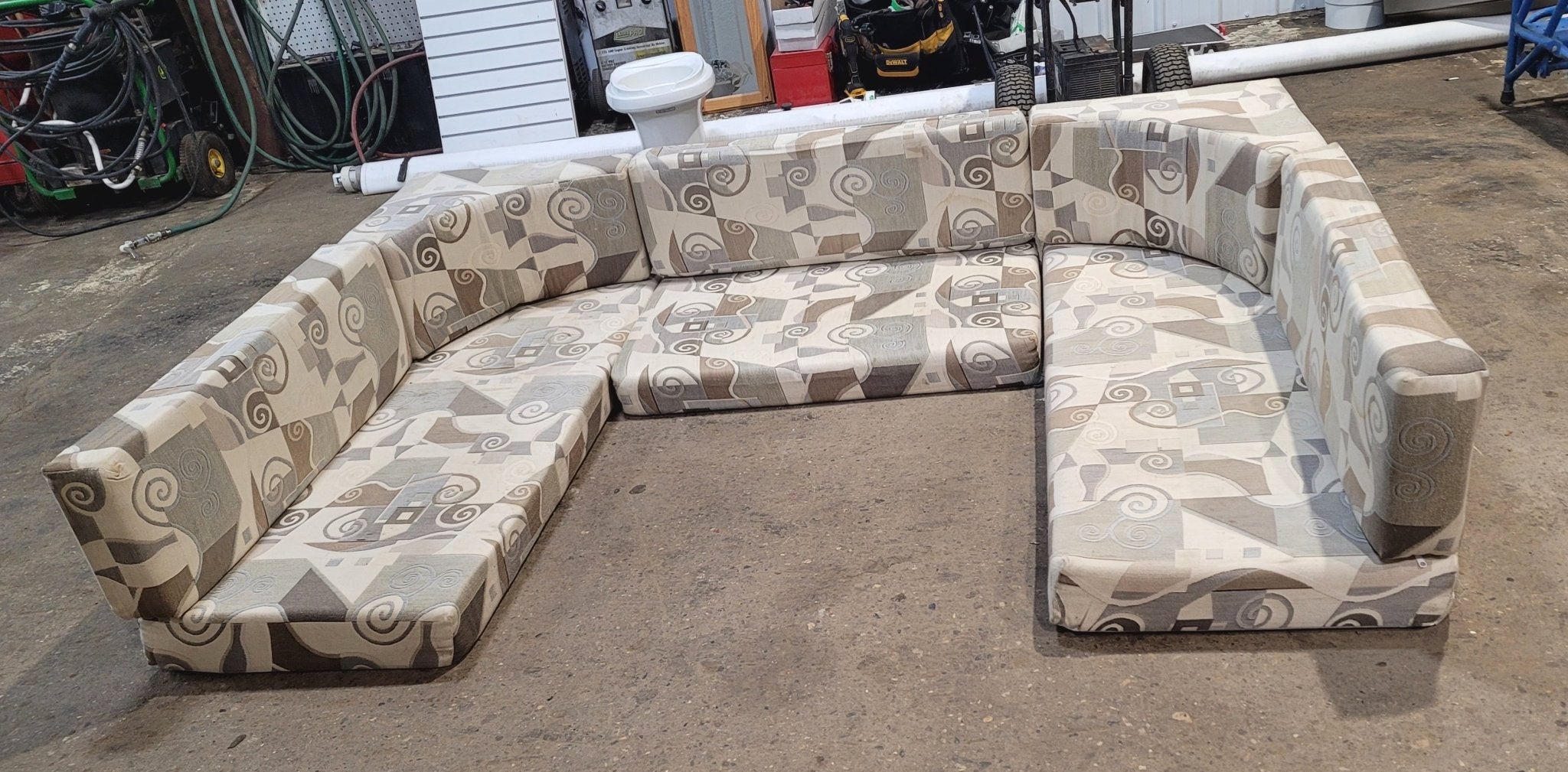 Used U - Shaped Dinette Cushion Set - 8 piece - 86" W x 17" H x 58" D - Young Farts RV Parts