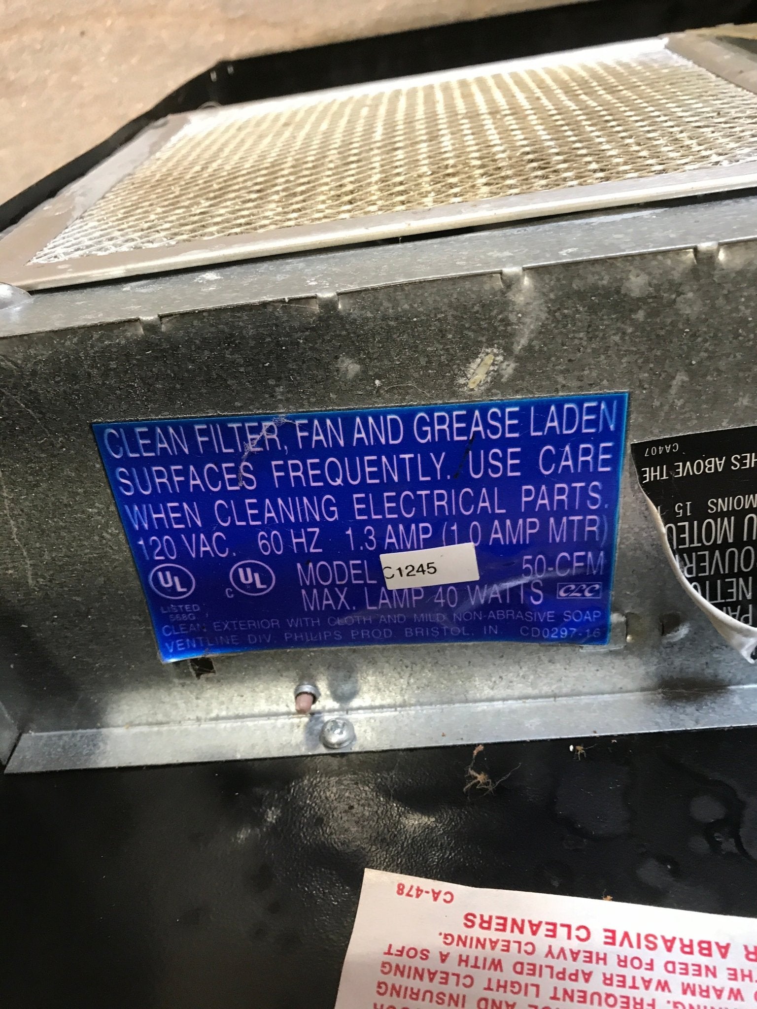 Used Ventline RV Range Hood Fan C1245 - Young Farts RV Parts