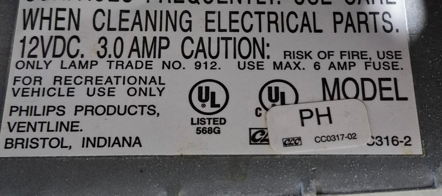 Used Ventline RV Range Hood Fan CC0317 - 02 - Young Farts RV Parts