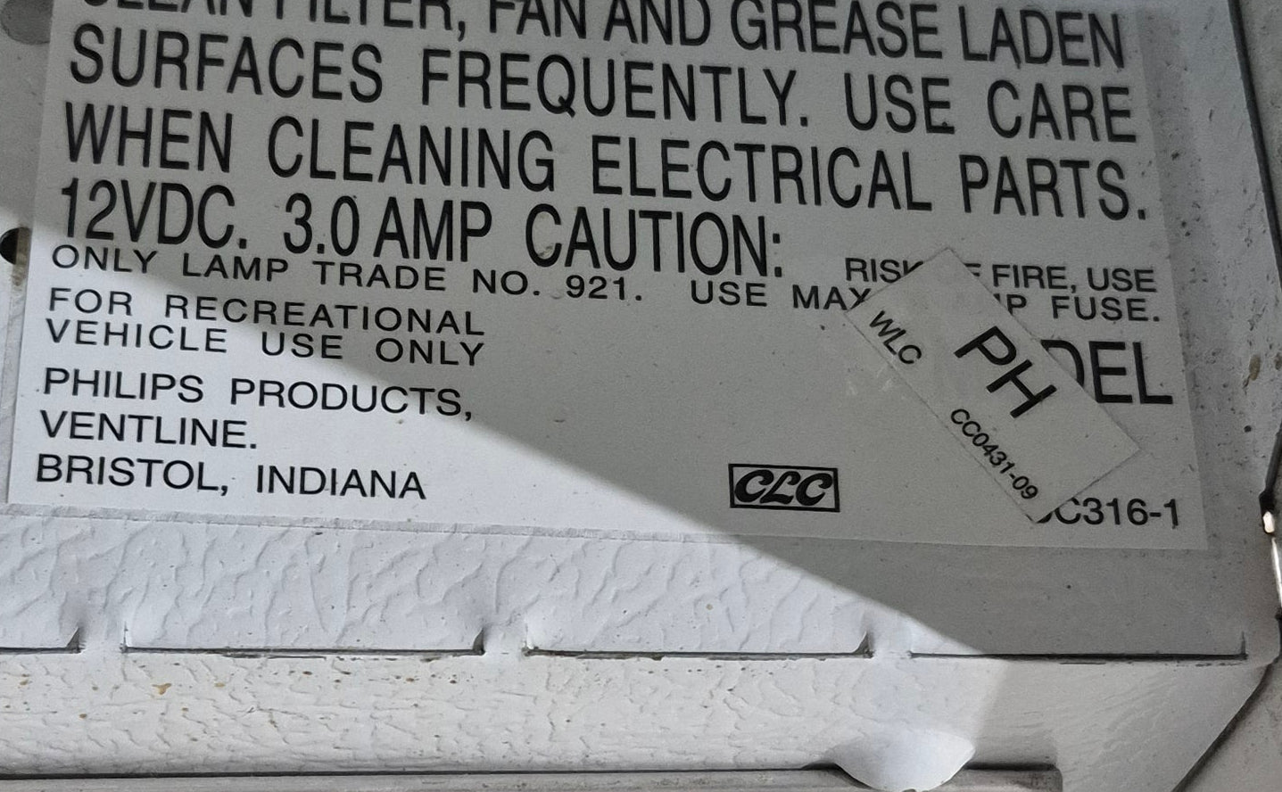 Used Ventline RV Range Hood Fan CC316 - 1 - Young Farts RV Parts