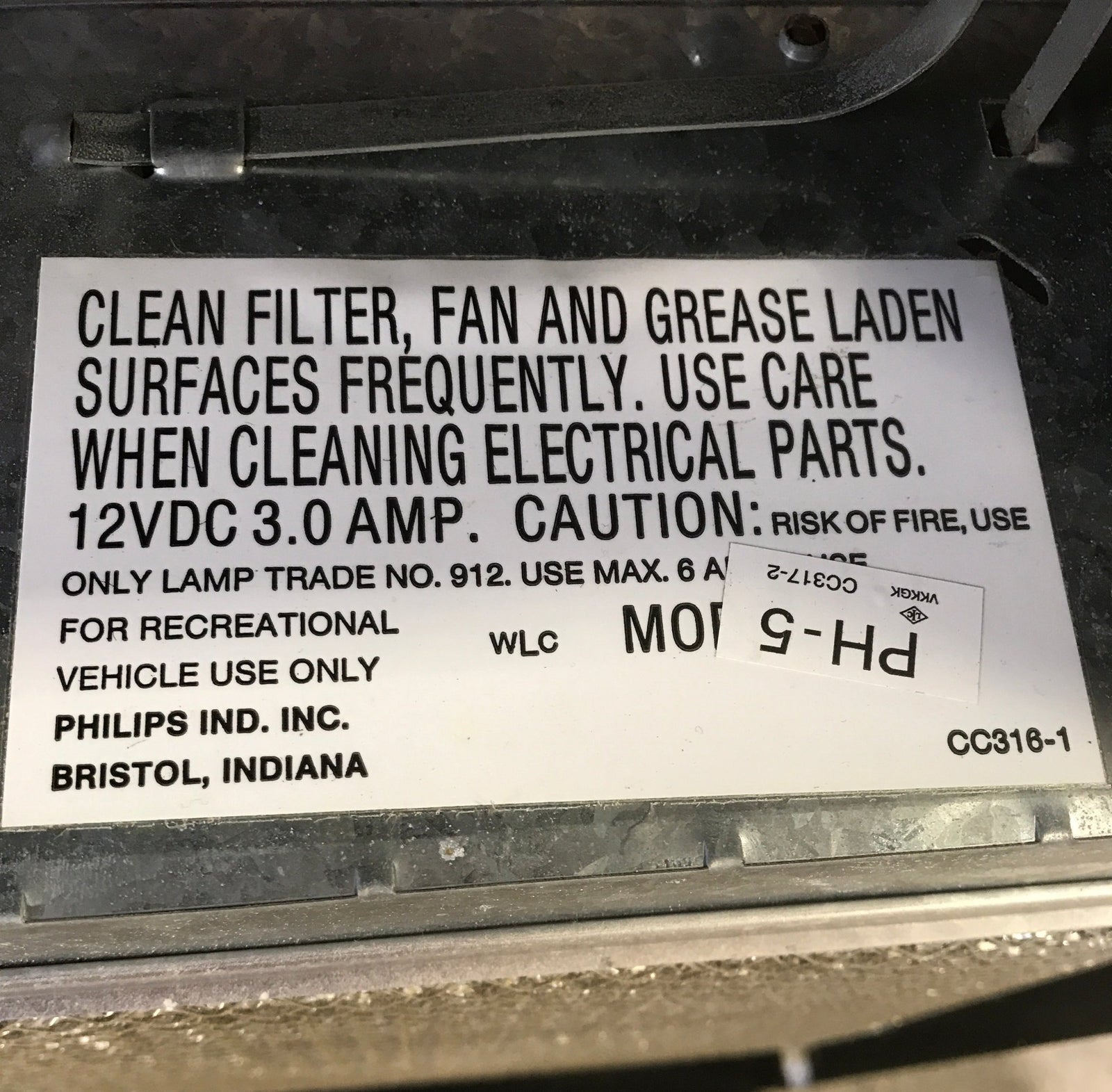 Used Ventline RV Range Hood Fan CC317 - 2 - Young Farts RV Parts