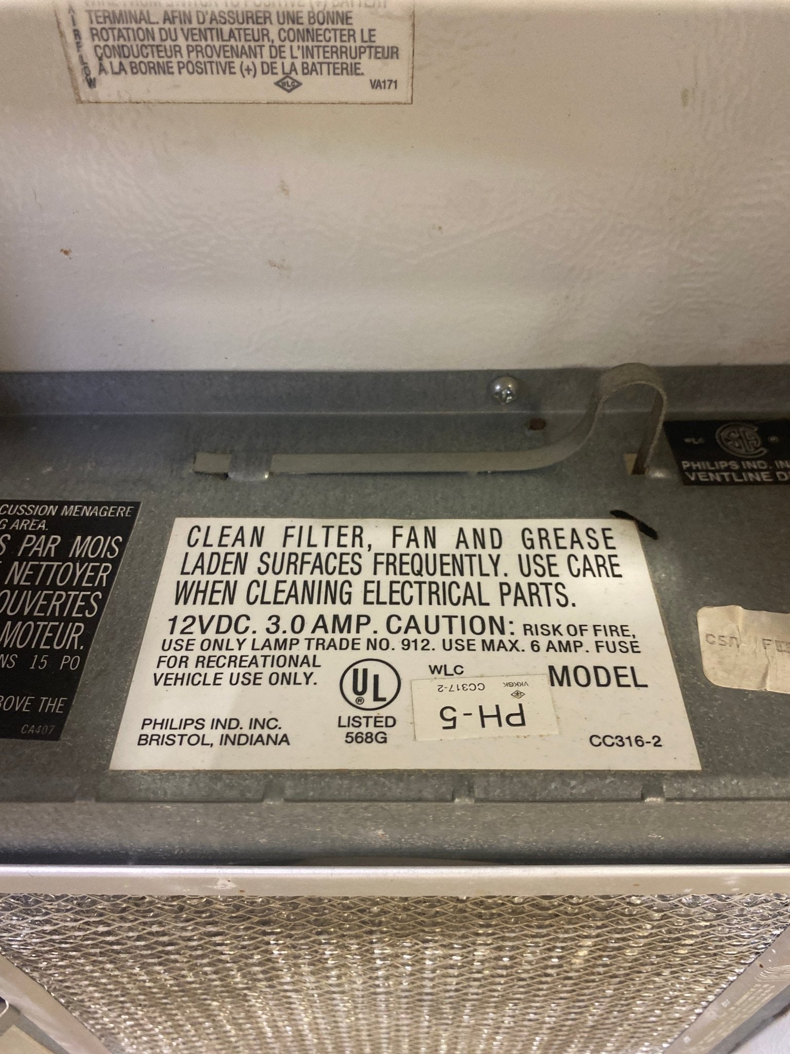 Used Ventline RV Range Hood Fan CC317 - 2 - Young Farts RV Parts