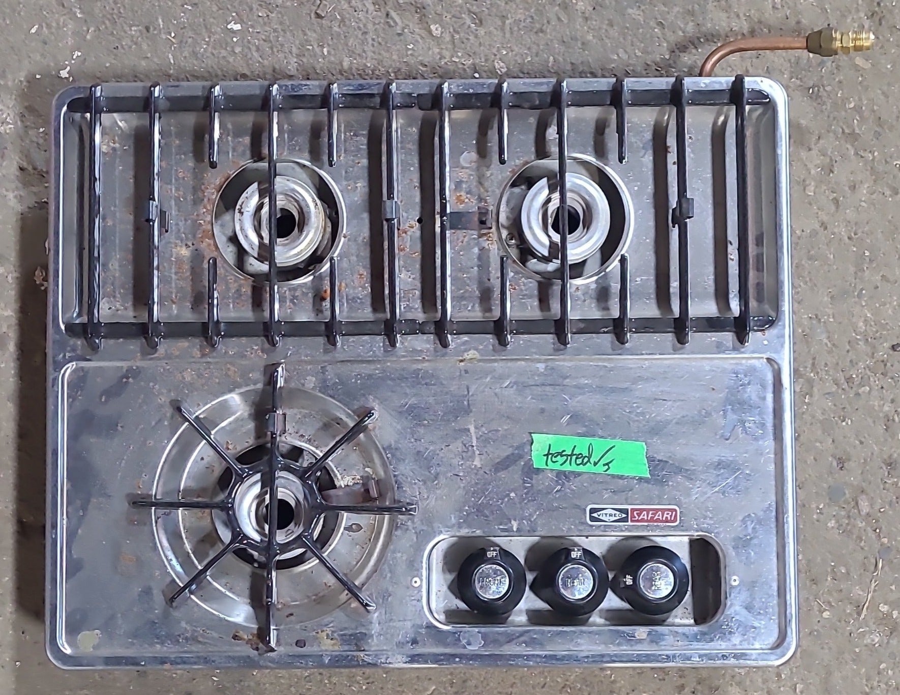 Used VINTAGE/ RETRO 3 Burner RV Range / Cooktop - Underwriters' Laboratories of Canada (ULC) 46-37 - Young Farts RV Parts