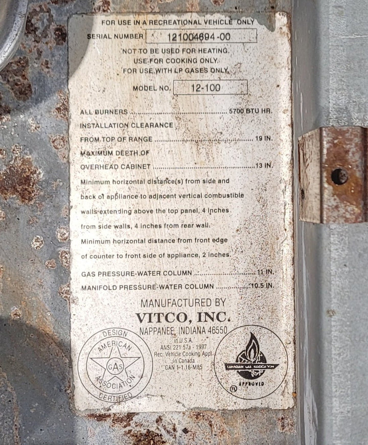 Used Vitco 2 Burner RV Cooktop - 12 - 100 - Young Farts RV Parts