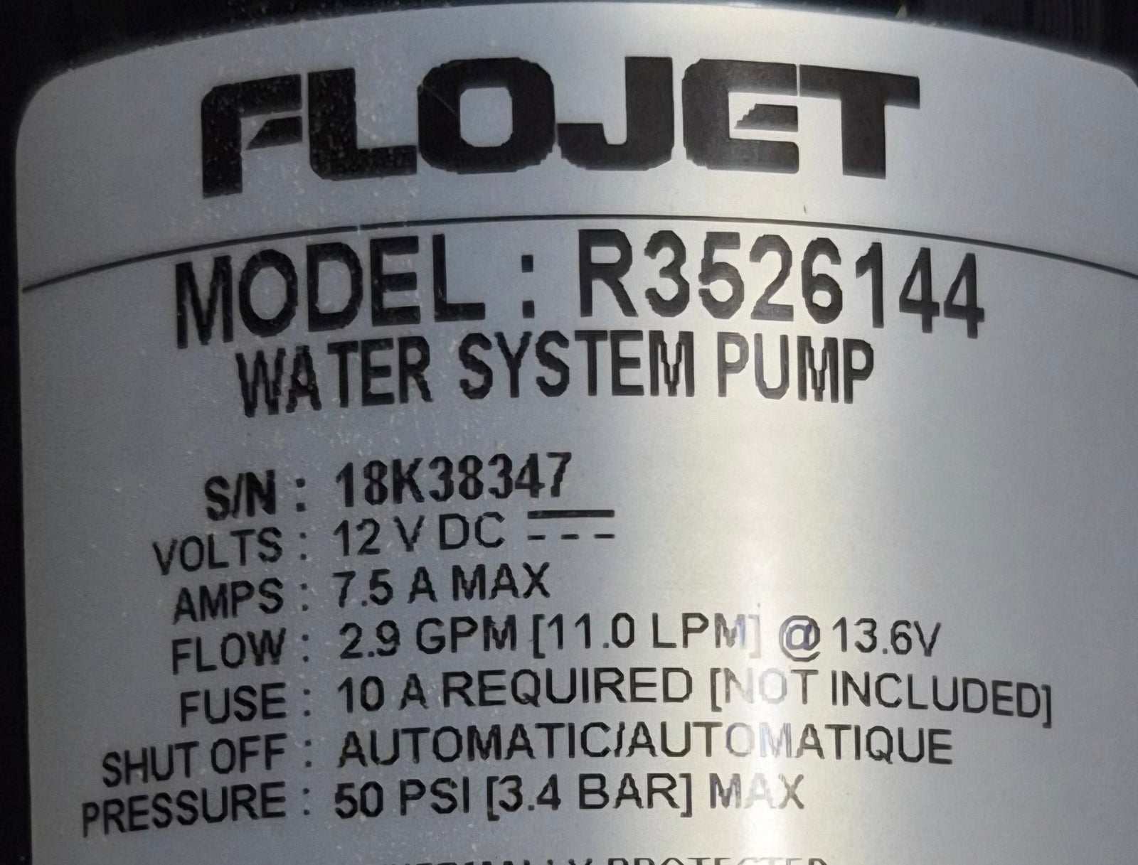 Used Water Pump FLOJET R36526144 - Young Farts RV Parts