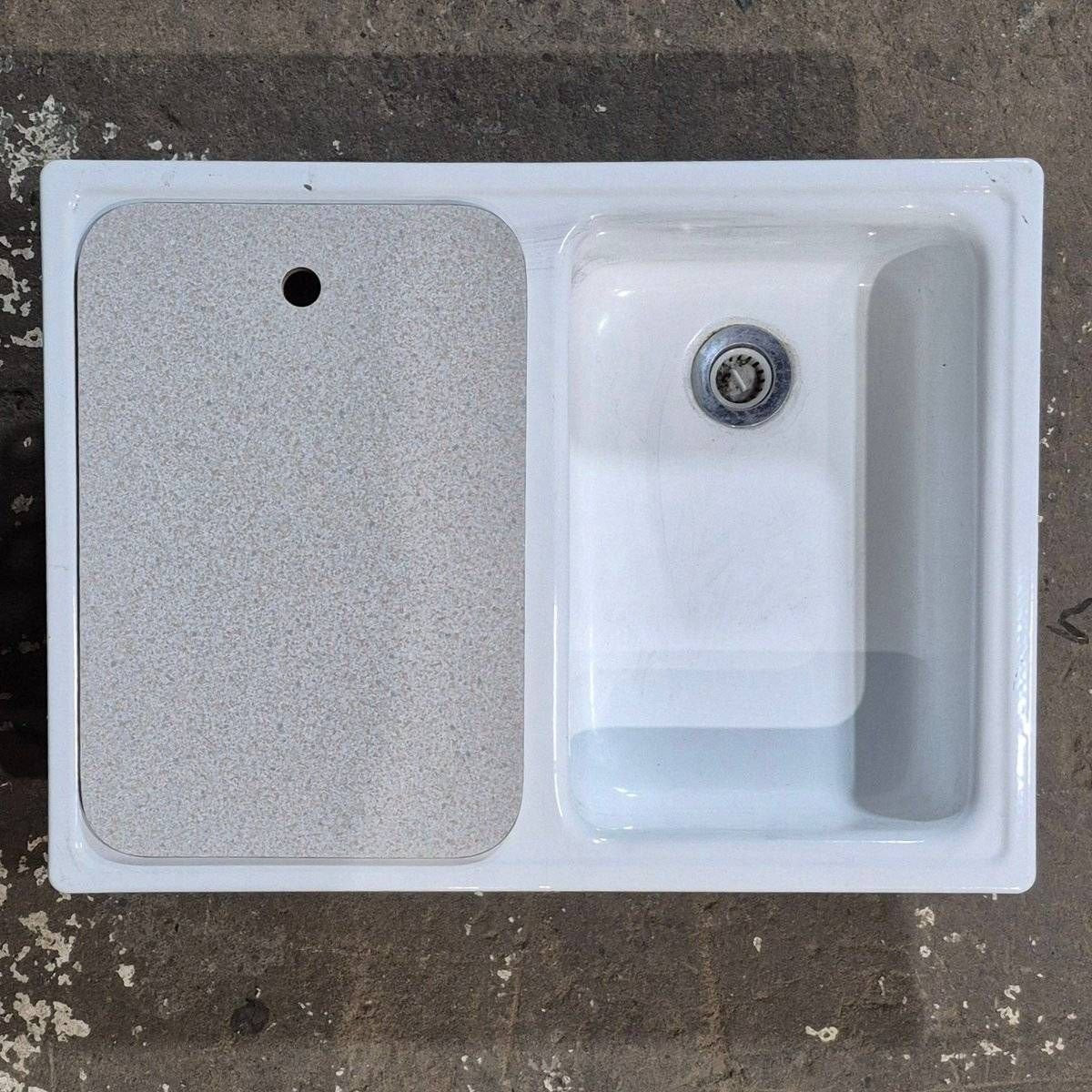 Used White Double Kitchen Sink - 24.5" x 18" - Young Farts RV Parts