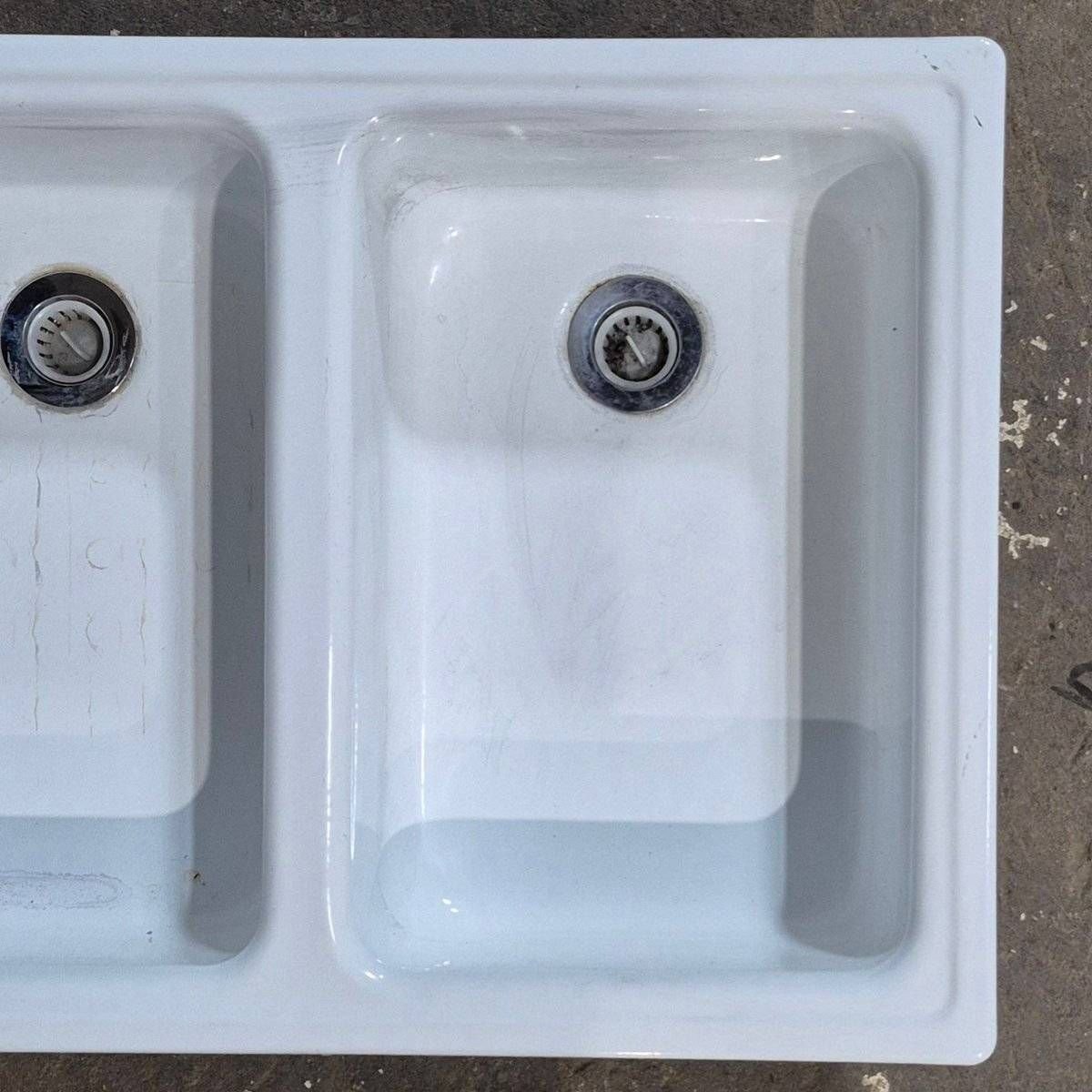Used White Double Kitchen Sink - 24.5" x 18" - Young Farts RV Parts