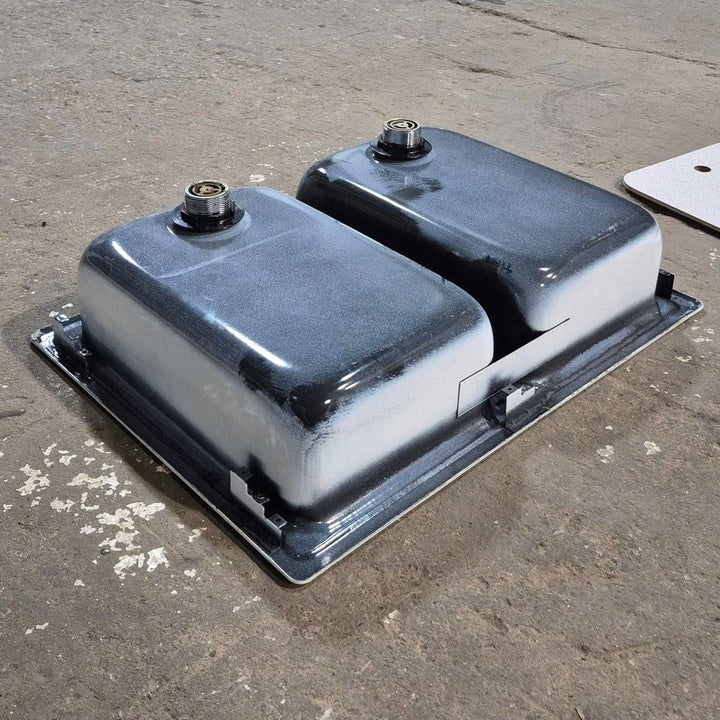 Used White Double Kitchen Sink - 24.5" x 18" - Young Farts RV Parts