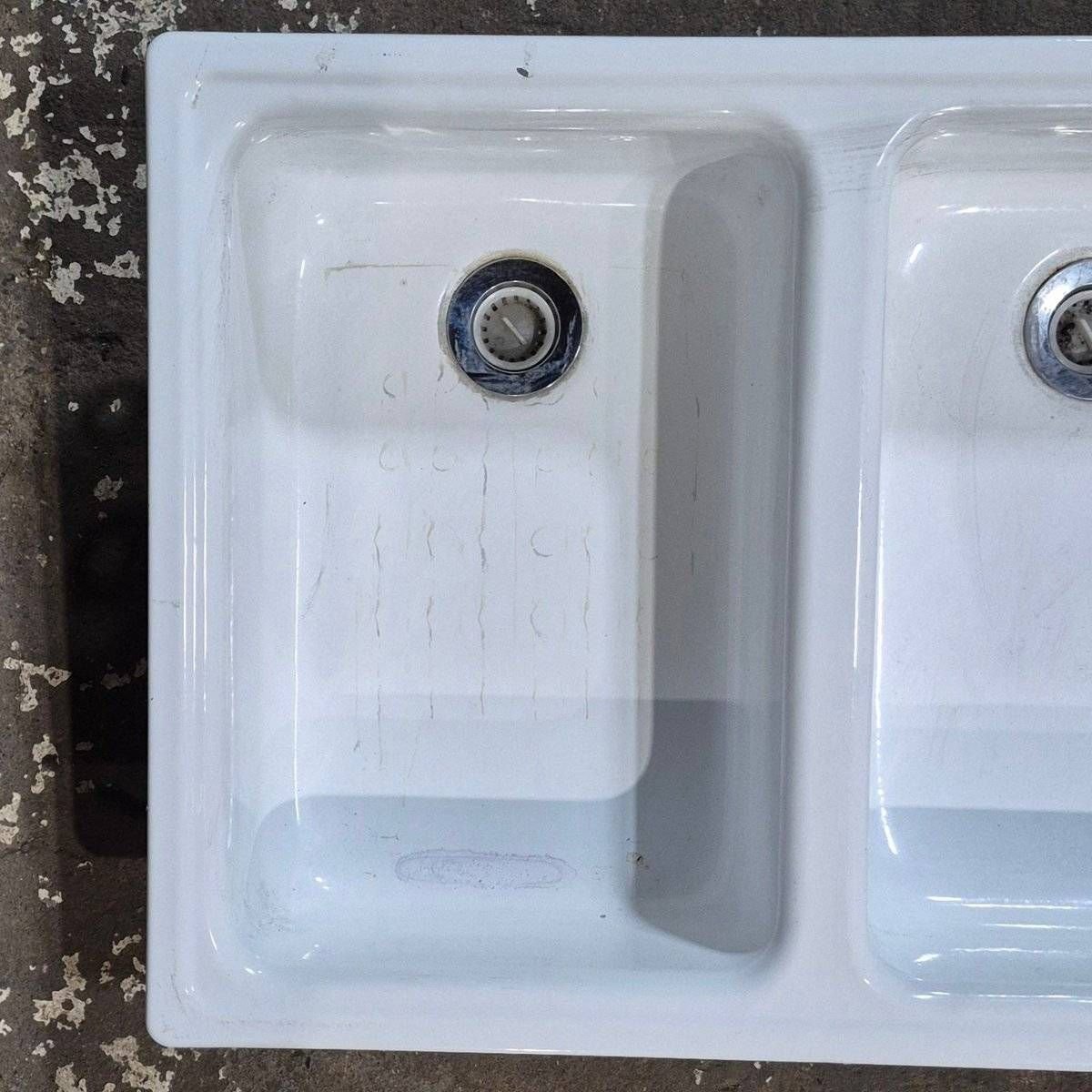 Used White Double Kitchen Sink - 24.5