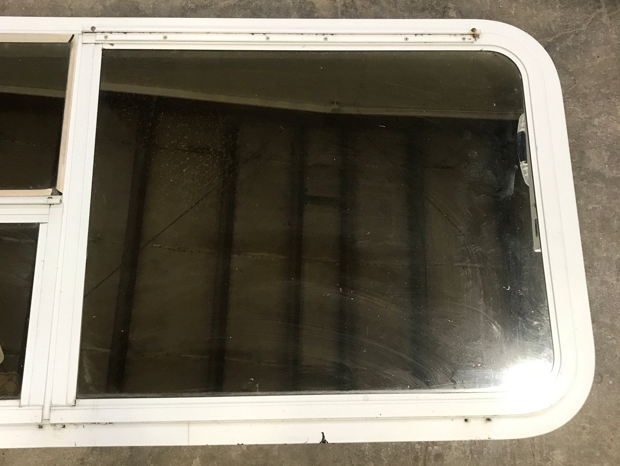 Used White Emergency Opening Window : 47 1/2" W x 21 1/2" H x 2" D - Young Farts RV Parts