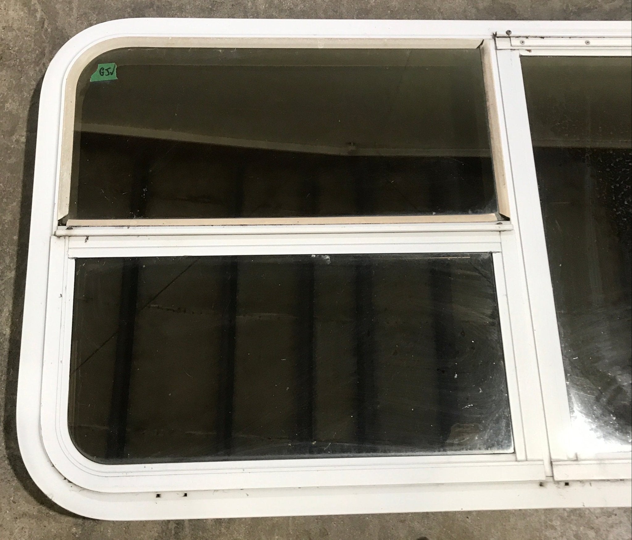 Used White Emergency Opening Window : 47 1/2" W x 21 1/2" H x 2" D - Young Farts RV Parts