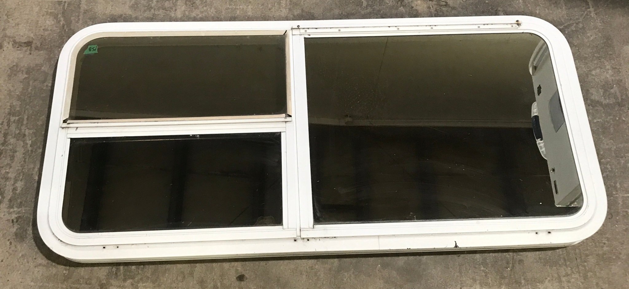Used White Emergency Opening Window : 47 1/2" W x 21 1/2" H x 2" D - Young Farts RV Parts