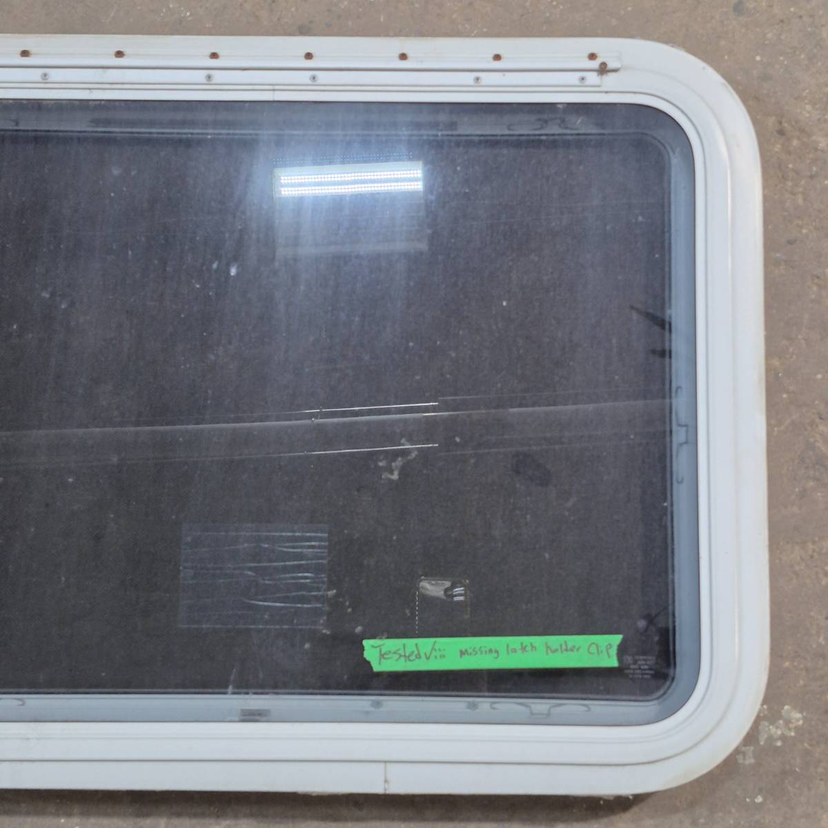 Used White Emergency Radius Opening Window - 29.25 X 21.25 X 1.875 - Young Farts RV Parts