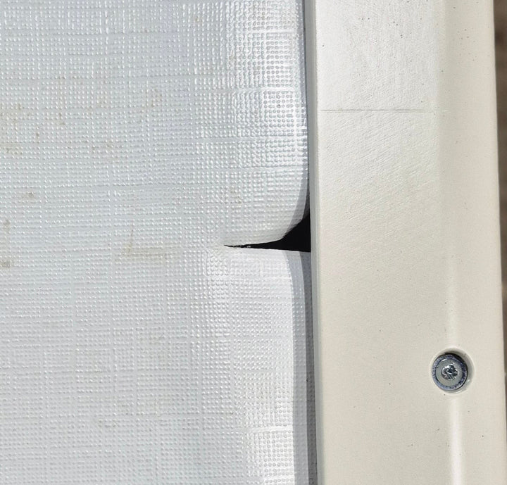 Used White Radius Emergency Opening Window : 18 7/8" W x 16 7/8" H x 1" D - Young Farts RV Parts