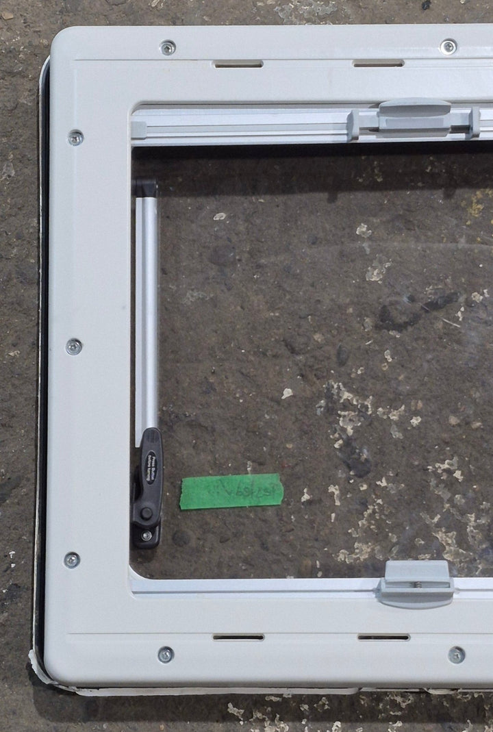 Used White Radius Emergency Opening Window : 18 7/8" W x 16 7/8" H x 1" D - Young Farts RV Parts