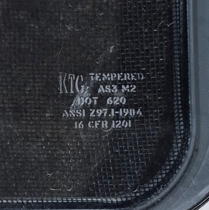 Used White Radius Emergency Opening Window : 29 1/2" W x 19 1/4" H x 1 7/8" D - Young Farts RV Parts