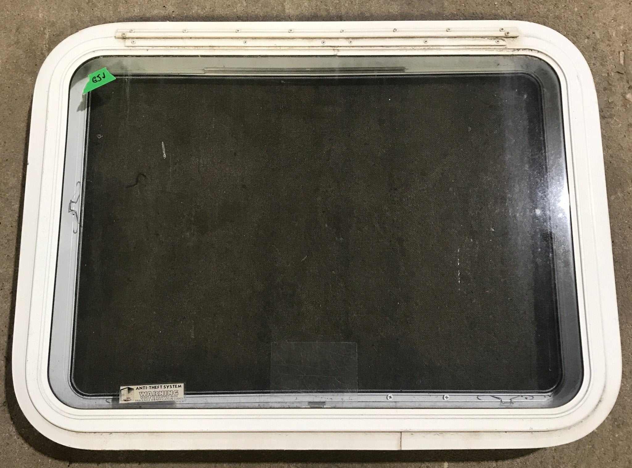 Used White Radius Emergency Opening Window : 29 1/2" W x 21 1/2" H x 1 7/8" D - Young Farts RV Parts