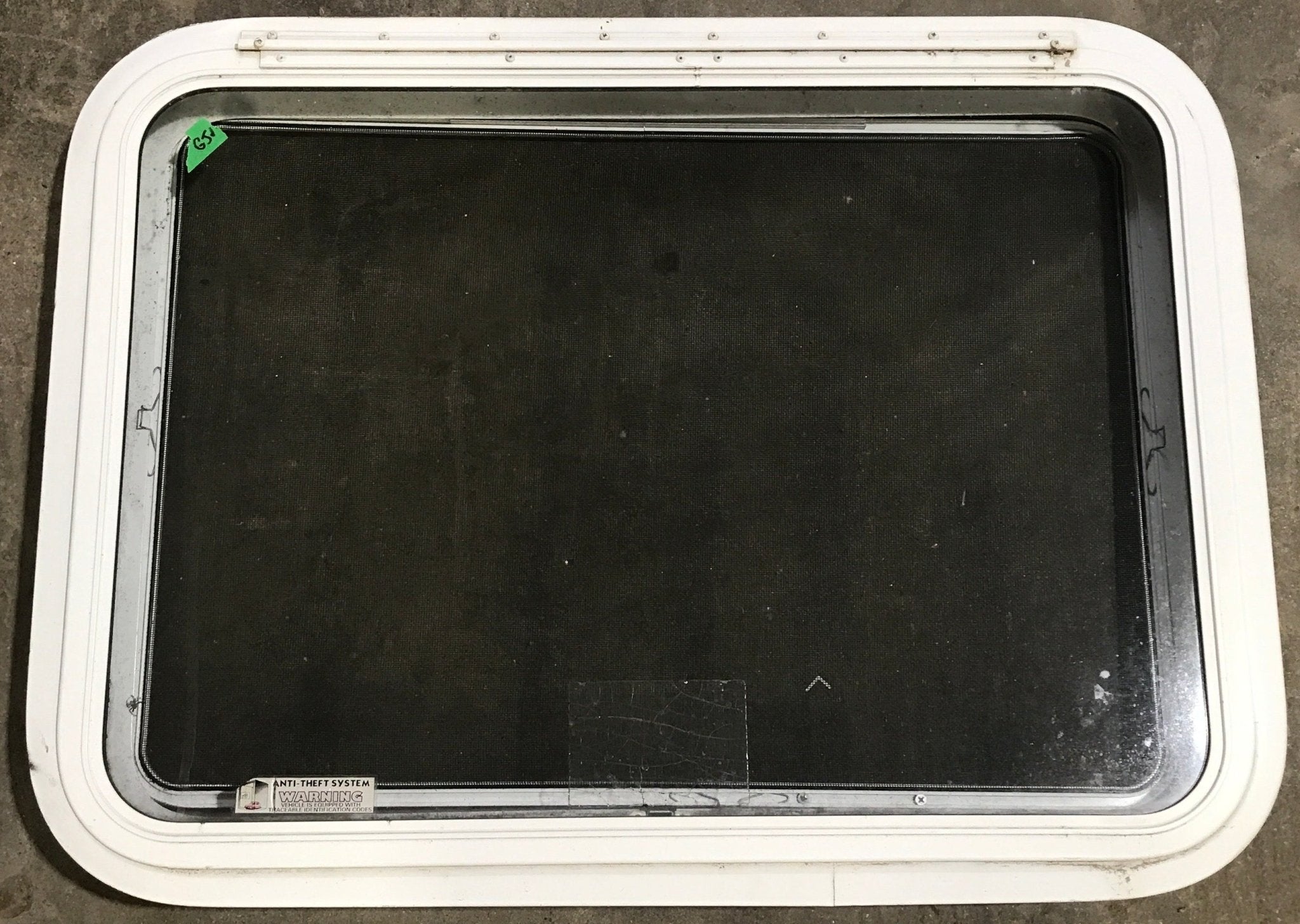 Used White Radius Emergency Opening Window : 29 1/2" W x 21 1/2" H x 1 7/8" D - Young Farts RV Parts