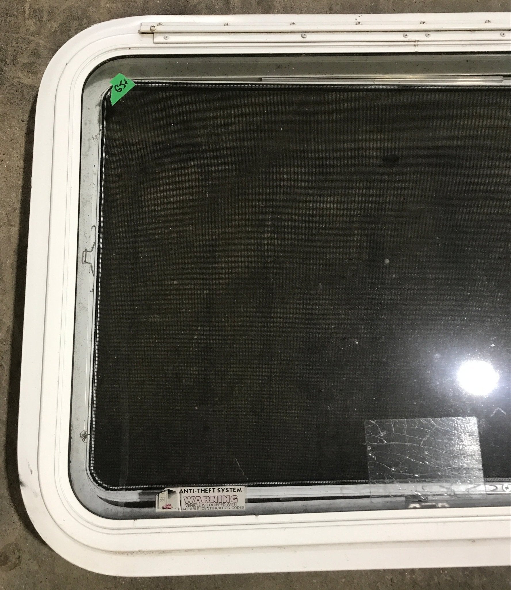 Used White Radius Emergency Opening Window : 29 1/2" W x 21 1/2" H x 1 7/8" D - Young Farts RV Parts