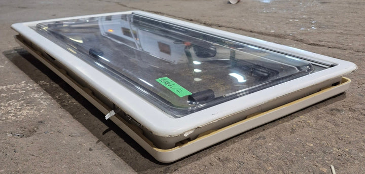 Used White Radius Emergency Opening Window : 34 3/4" W x 16 7/8" H x 1 1/8" D - Young Farts RV Parts