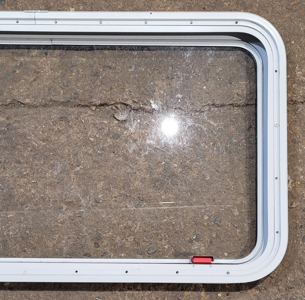 Used White Radius Emergency Opening Window : 41 1/4" W x 21 1/2" H x 1 3/4" D - Young Farts RV Parts