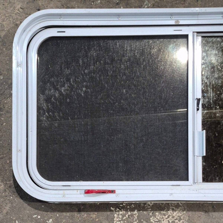Used White Radius Emergency Opening Window - 42 1/2" X 21 1/4" X 2" - Young Farts RV Parts