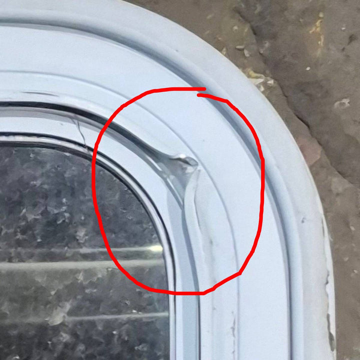 Used White Radius Emergency Opening Window - 42 1/2" X 21 1/4" X 2" - Young Farts RV Parts
