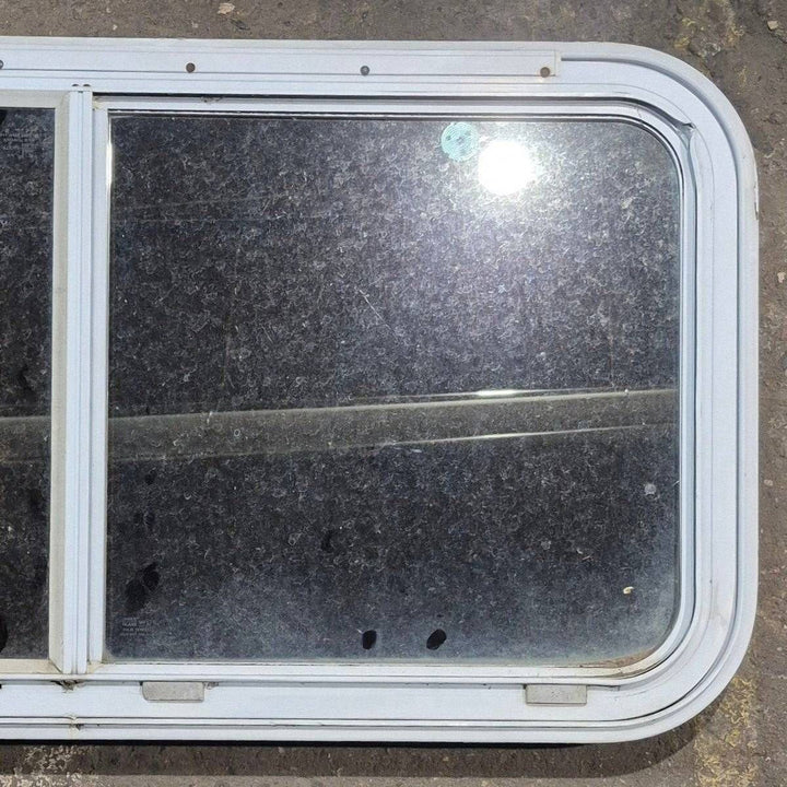 Used White Radius Emergency Opening Window - 42 1/2" X 21 1/4" X 2" - Young Farts RV Parts