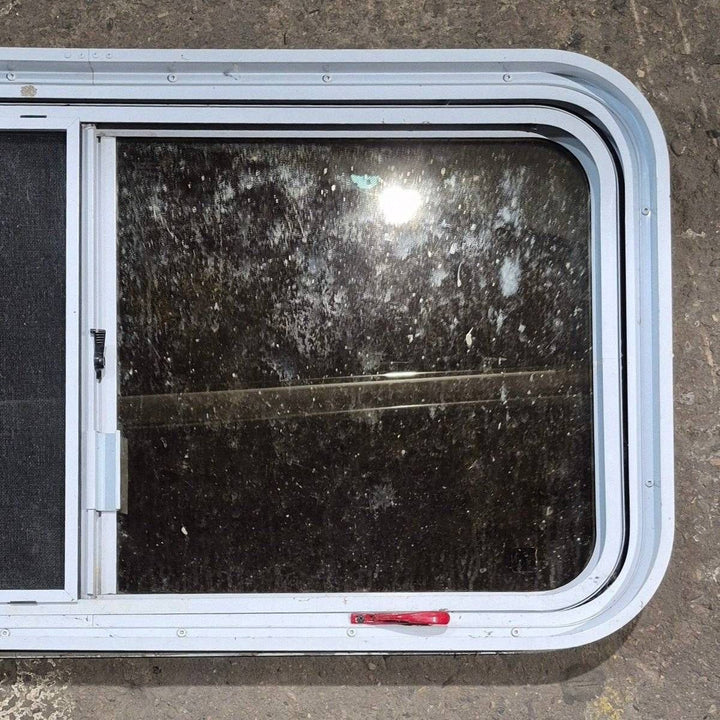 Used White Radius Emergency Opening Window - 42 1/2" X 21 1/4" X 2" - Young Farts RV Parts