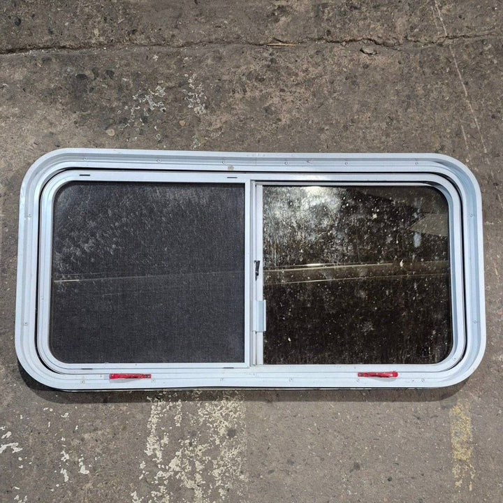 Used White Radius Emergency Opening Window - 42 1/2" X 21 1/4" X 2" - Young Farts RV Parts