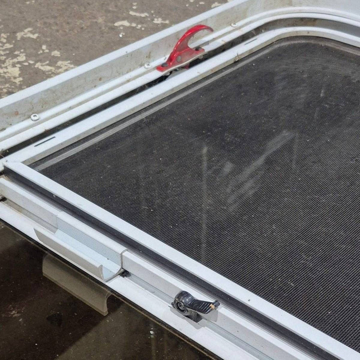 Used White Radius Emergency Opening Window - 42 1/2" X 21 1/4" X 2" - Young Farts RV Parts
