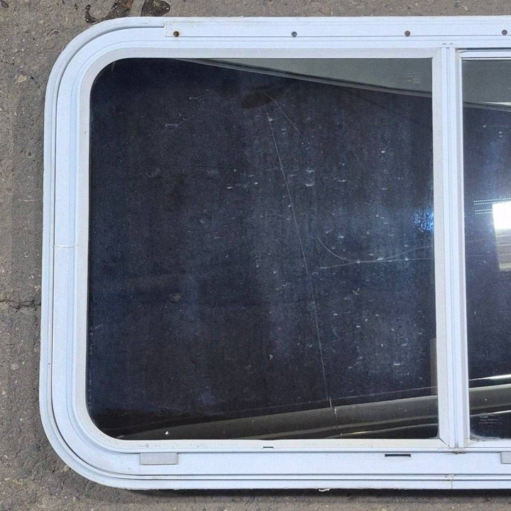 Used White Radius Emergency Opening Window - 42 5/8" X 24 3/8" X 1 7/8" - Young Farts RV Parts
