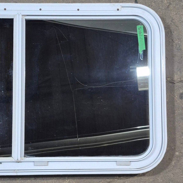 Used White Radius Emergency Opening Window - 42 5/8" X 24 3/8" X 1 7/8" - Young Farts RV Parts