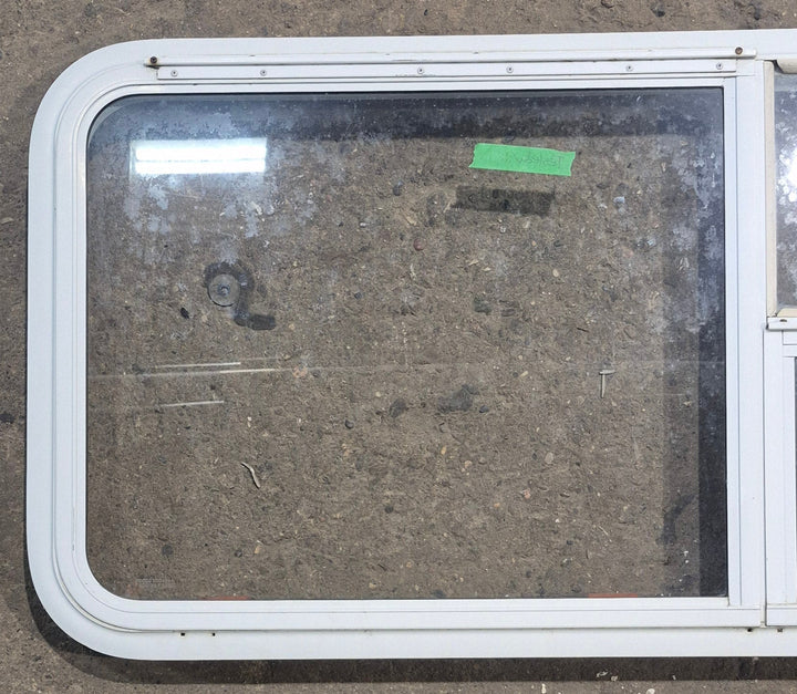 Used White Radius Emergency Opening Window : 45 1/2" W x 21 1/4" H x 1 7/8" D - Young Farts RV Parts