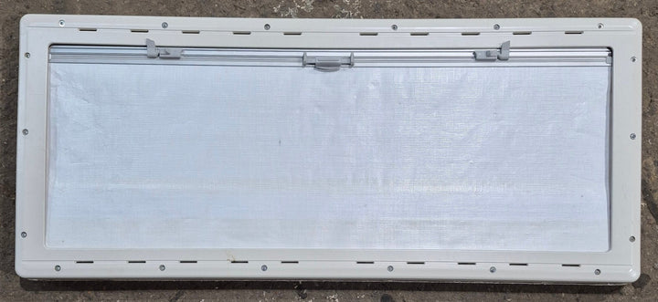 Used White Radius Emergency Opening Window : 46 5/8" W x 18 3/4" H x 1 1/8" D - Young Farts RV Parts