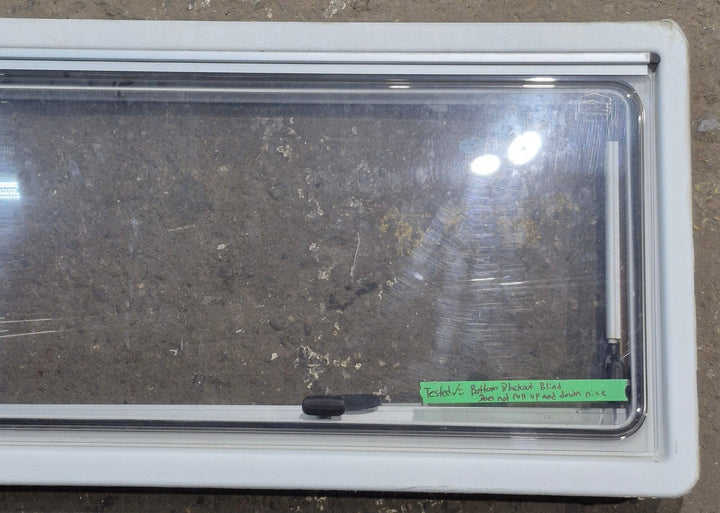 Used White Radius Emergency Opening Window : 46 5/8" W x 18 3/4" H x 1 1/8" D - Young Farts RV Parts