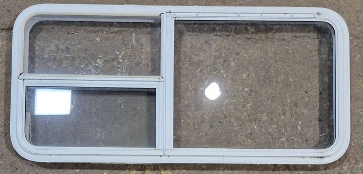Used White Radius Emergency Opening Window : 47 1/2" W x 21 1/4" H x 2" D - Young Farts RV Parts