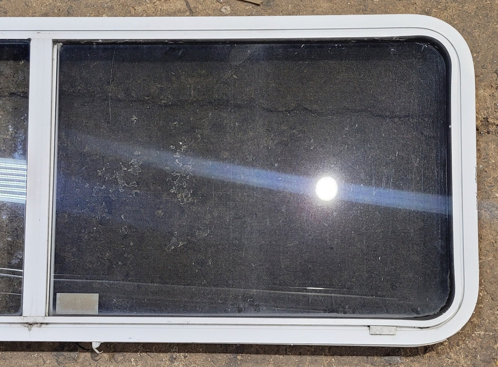 Used White Radius Emergency Opening Window : 60 1/4" W x 21 3/4" H x 1 7/8" D - Young Farts RV Parts