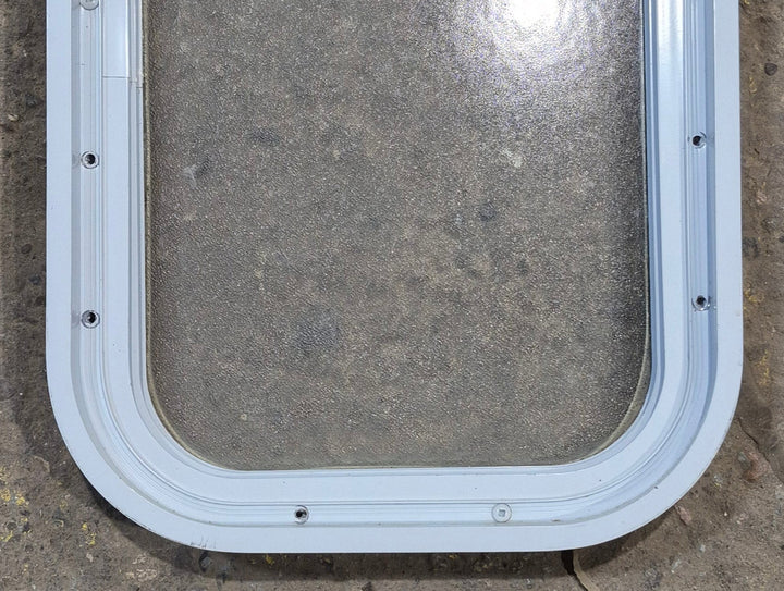 Used White Radius Non Opening Window : 12 1/2" W x 17 3/4" H x 1 3/4" D - Young Farts RV Parts