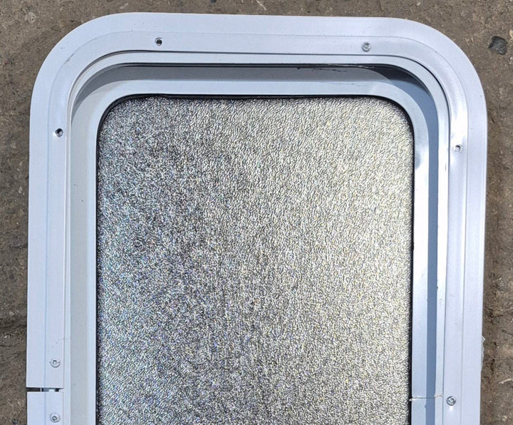 Used White Radius Non Opening Window : 13 1/2" W x 23 1/2" H x 1 7/8" D - Young Farts RV Parts
