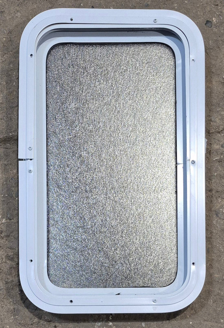 Used White Radius Non Opening Window : 13 1/2" W x 23 1/2" H x 1 7/8" D - Young Farts RV Parts