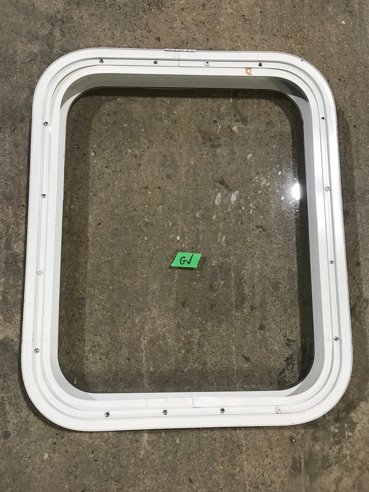 Used White Radius Non Opening Window : 17 1/2" W x 21 1/2" H x 1 1/2" D - Young Farts RV Parts