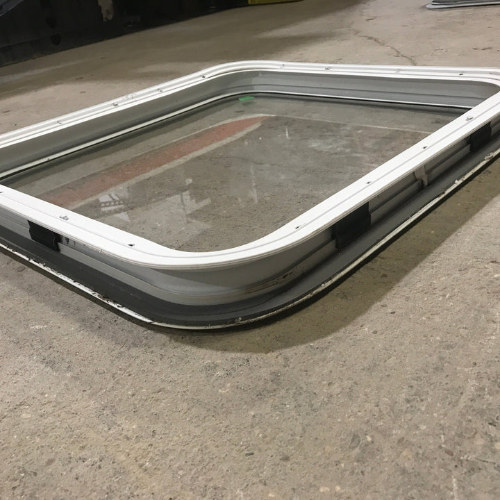 Used White Radius Non Opening Window : 23 1/2" W x 21 1/2" H x 1 7/8" D - Young Farts RV Parts