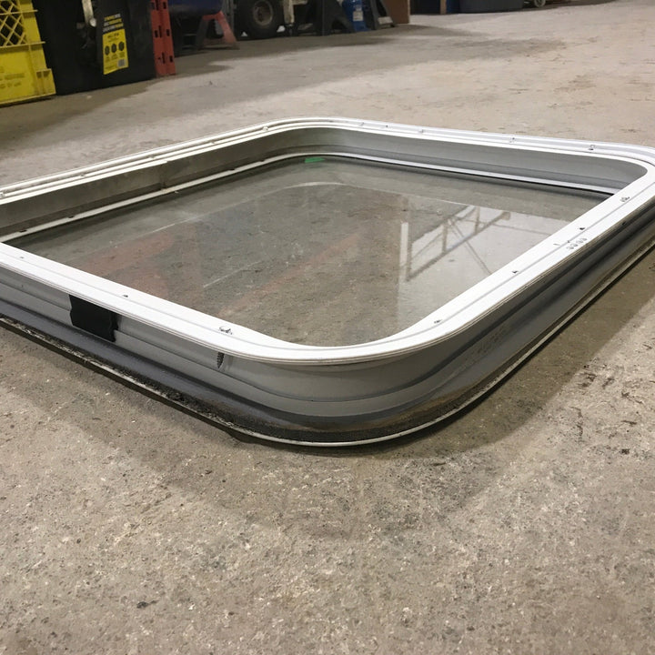 Used White Radius Non Opening Window : 23 1/2" W x 21 1/2" H x 1 7/8" D - Young Farts RV Parts