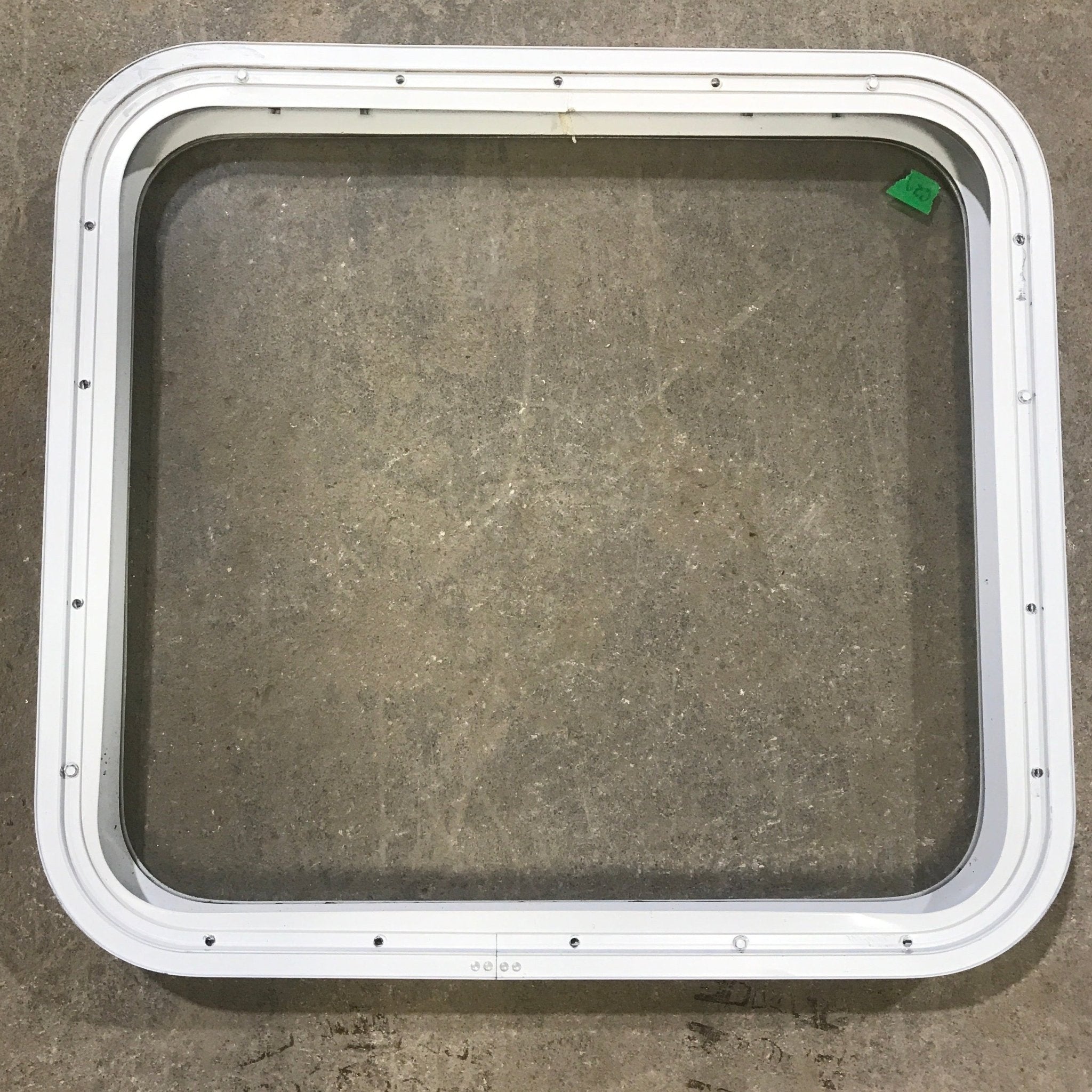 Used White Radius Non Opening Window : 23 1/2" W x 21 1/2" H x 1 7/8" D - Young Farts RV Parts